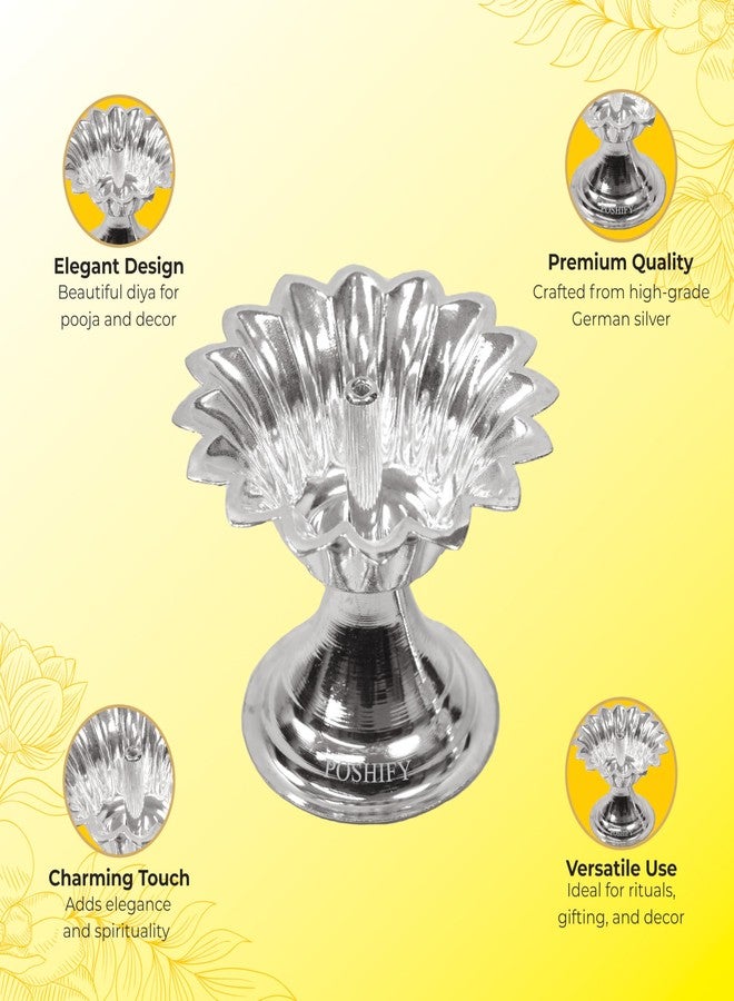 POSHIFY German Silver Big Diya Set of 2, Pooja, Home Decor, Meditation, Silverware, Diwali Decorations, Diwali Gift, Wedding Gift, Pooja Samagri, Room Decor, Luxurious Diya Set_2 - Image 4